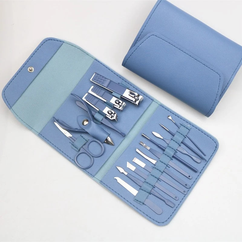Kit Com 16 Peças Cortador de Unhas, Pedicure Tesoura de Unhas, Conjunto de Ferramentas de Aço Inoxidável com Bolsa Dobrável